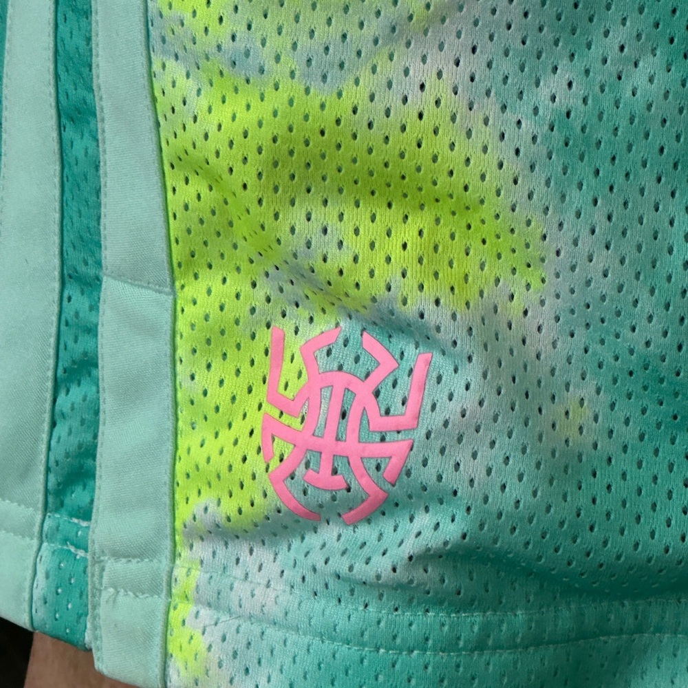 Adidas Turquoise and Lime Tie-Dye Shorts - Picture 15 of 17